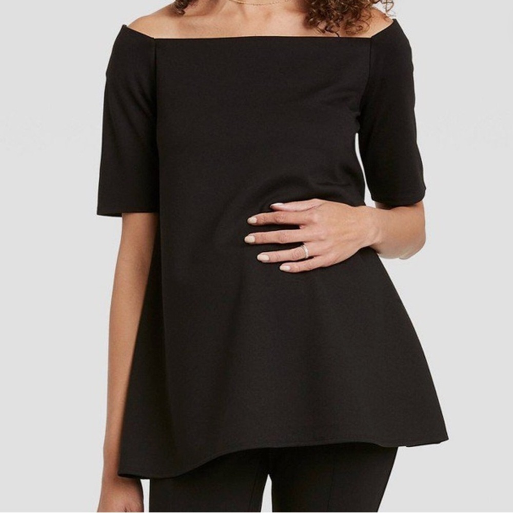HATCH Nines Womens Off Shoulder Ponte Elbow Sleeve